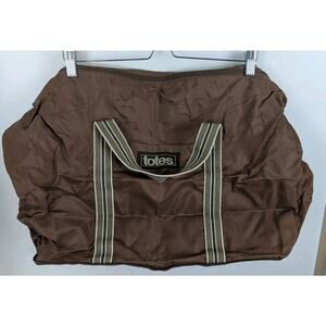 Vintage Totes Duffel Bag Brown 15x22x8" Large Folds For Compact Storage